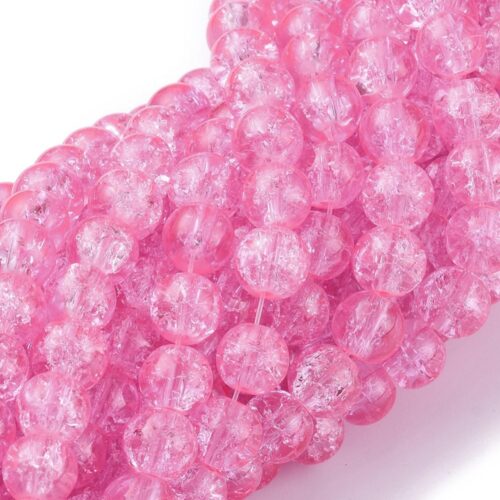 Pink Crackle Glass Beads