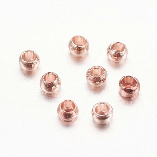 2mm rose gold crimps barrel shaped brass core findings for jewellery making