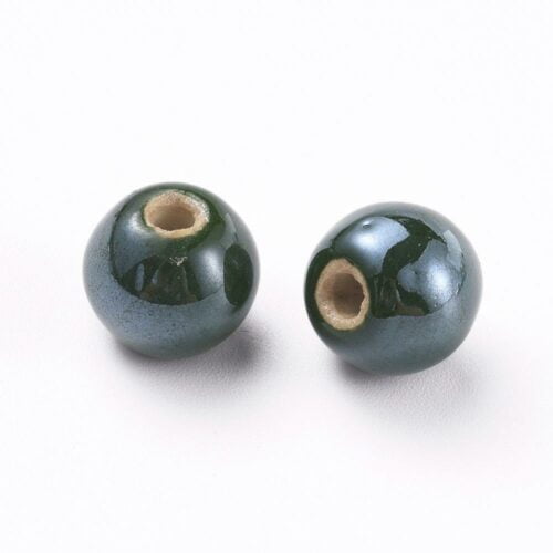 Dark Green Porcelain Beads