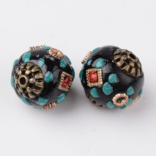 Handmade Black Floral Kashmiri Bead