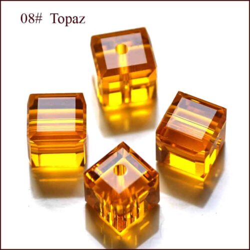 Orange Faceted Square Glass Beads