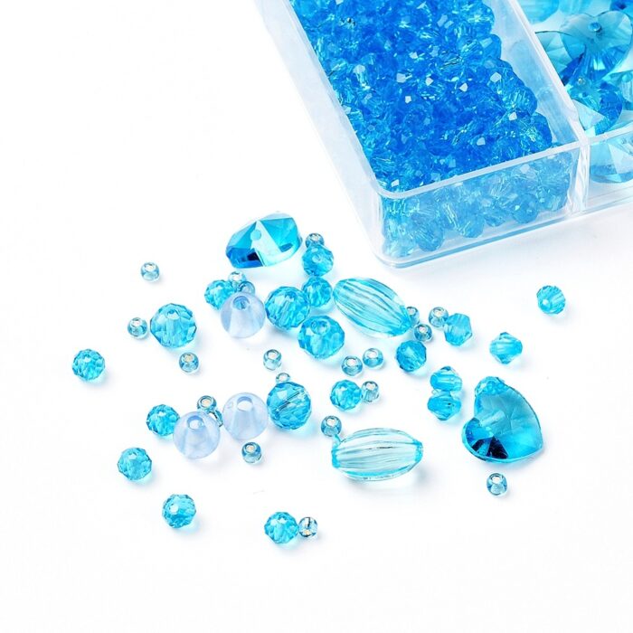 DIY Aquamarine Series Jewellery Making Beading Kits – Many Shapes, Bonus Needles – 1640 Beads - Image 3