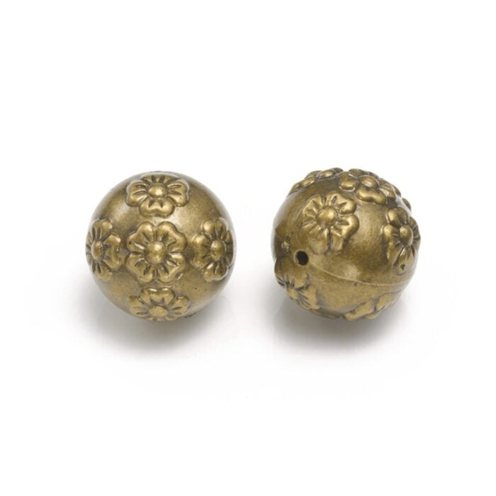 Large Antique Bronze Round Acrylic Bead