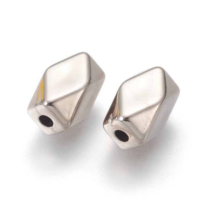 Faceted Cube Silver Acrylic Bead