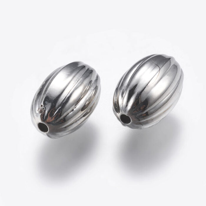 Oval Corrugated Acrylic Beads