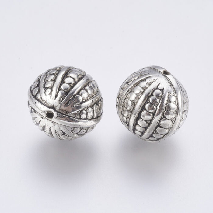 Antique Silver Round Acrylic Bead