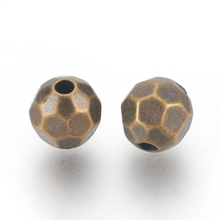 Faceted Round Antique Bronze Acrylic Beads