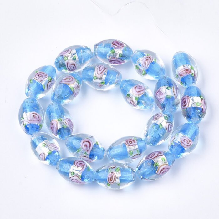 Turquoise Silver Foil Lampwork Beads