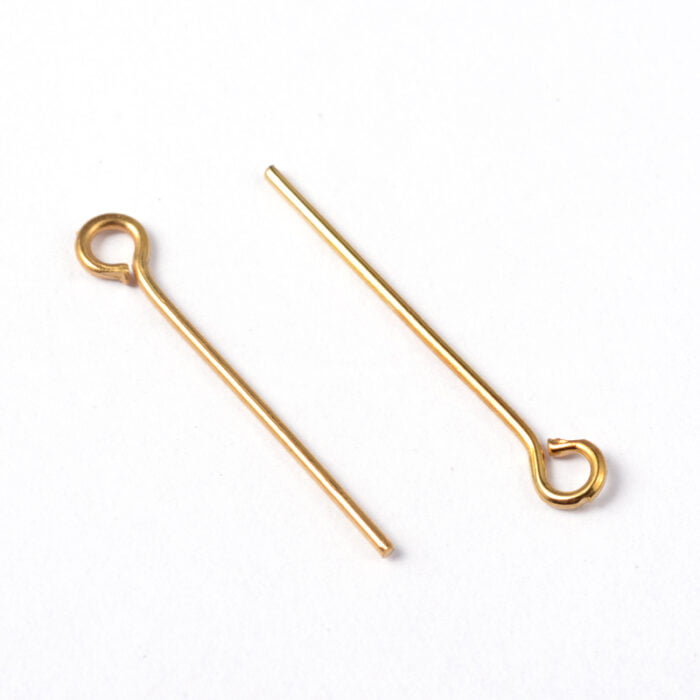 6 grams - 75 New Gold Plated Eye Pins - (20mm) - Image 2