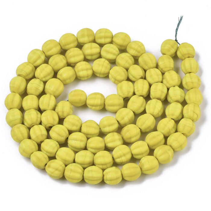 Yellow Frosted Lampwork Beads