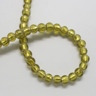 Olive Silver Foil Round Beads