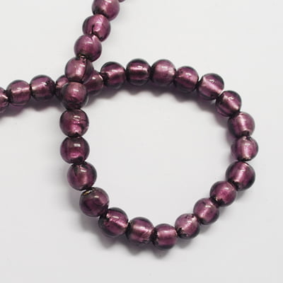 Amethyst Silver Foil Round Beads