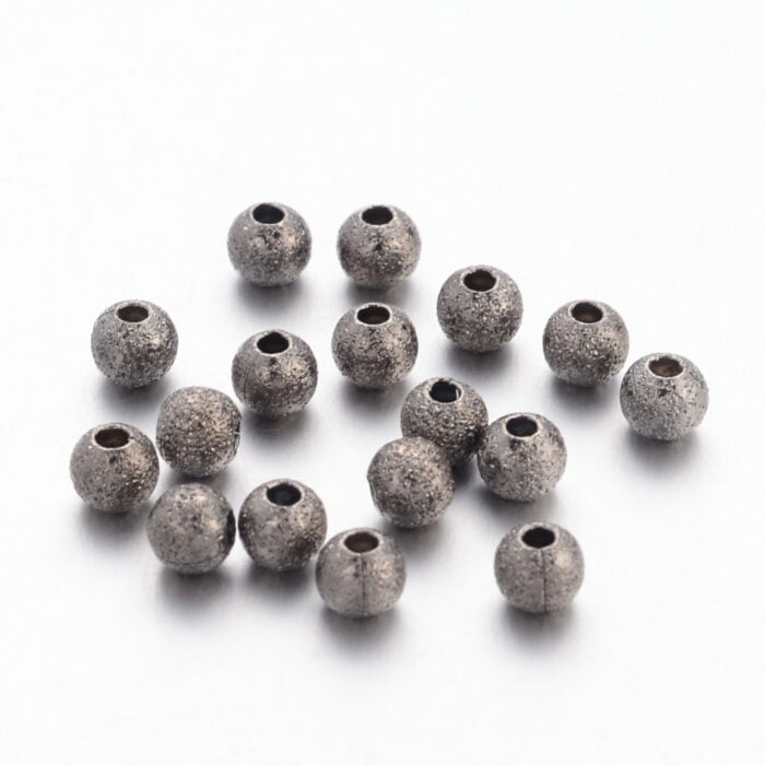 Grey Stardust Mesh Round Metal Beads