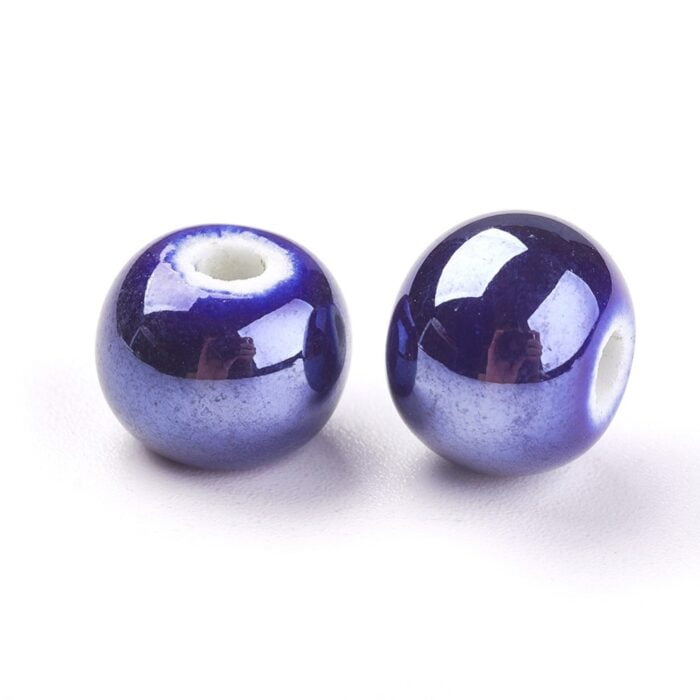 Dark Blue Pearlized Porcelain Beads