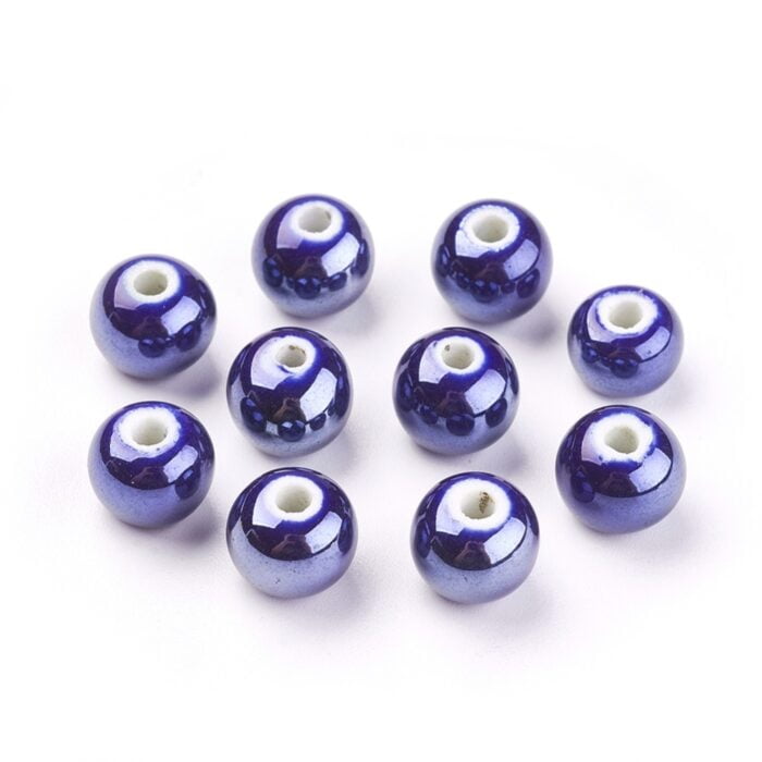 Dark Blue Pearlized Porcelain Beads