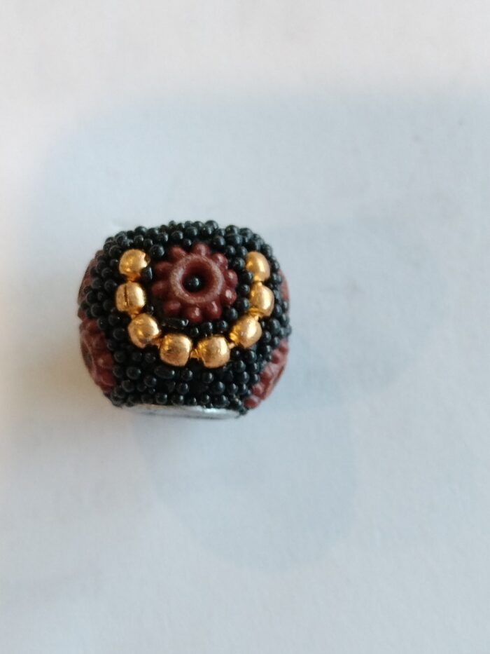 Golden Studded Floral Kashmiri Bead