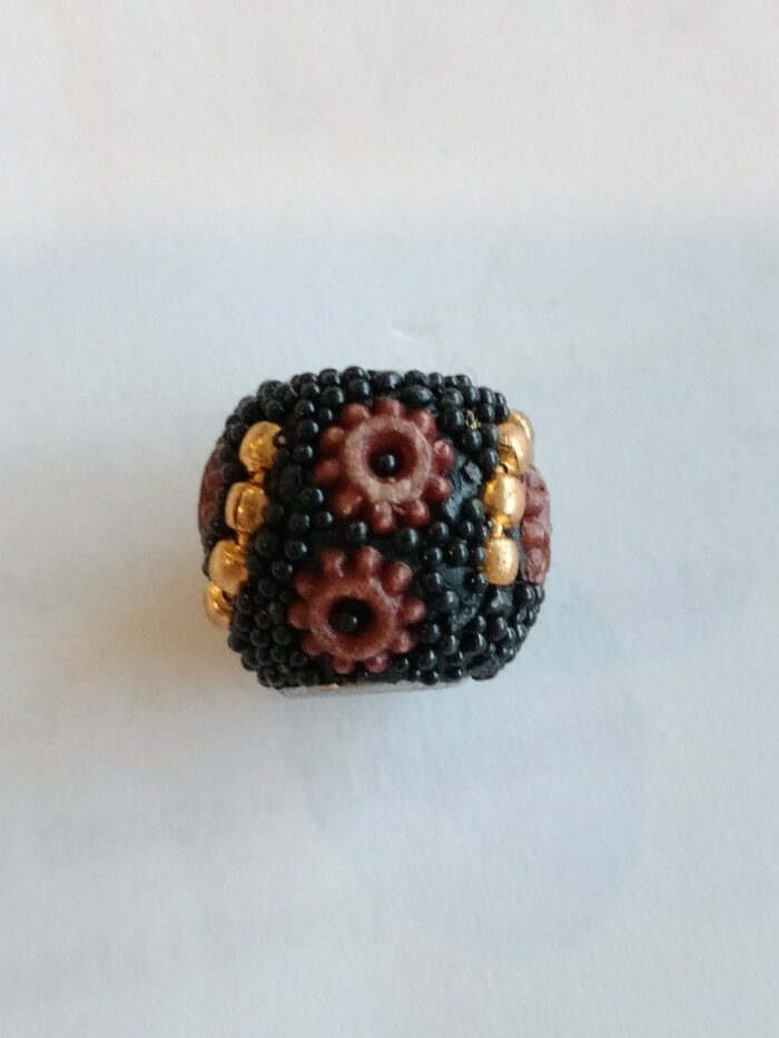 Golden Studded Floral Kashmiri Bead