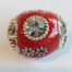 Oval Red Floral Zircon Kashmiri Bead