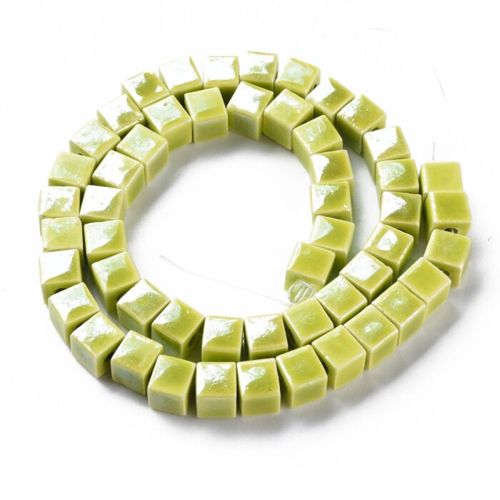 Olive Porcelain Cube Beads