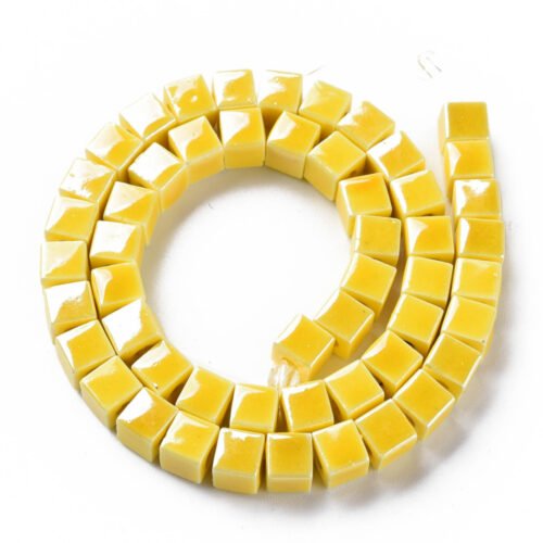 Yellow Porcelain Cube Beads