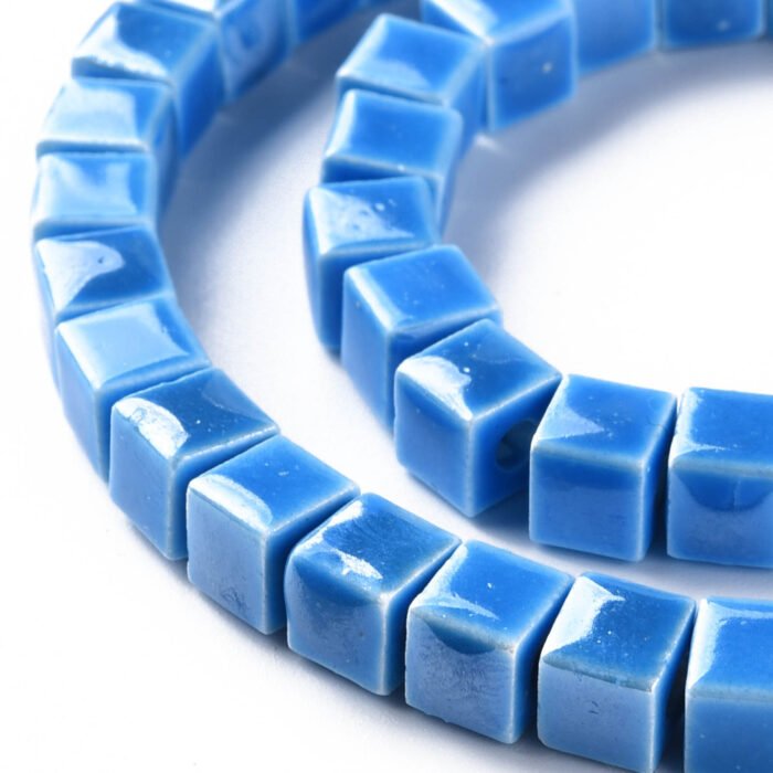 Blue Porcelain Cube Beads