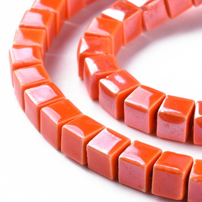 Rose Porcelain Cube Beads
