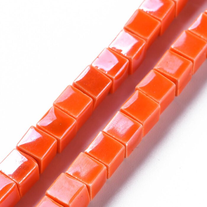 Rose Porcelain Cube Beads