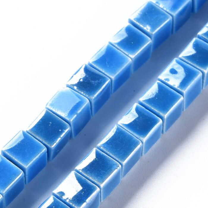 Blue Porcelain Cube Beads