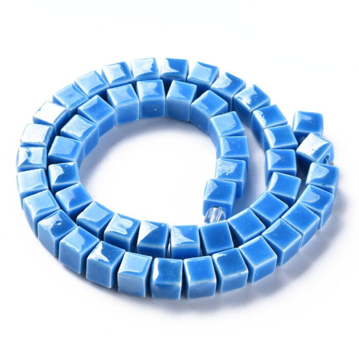 Blue Porcelain Cube Beads