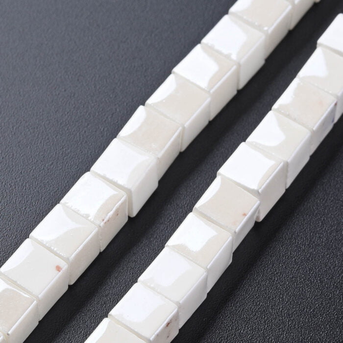 White Porcelain Cube Beads