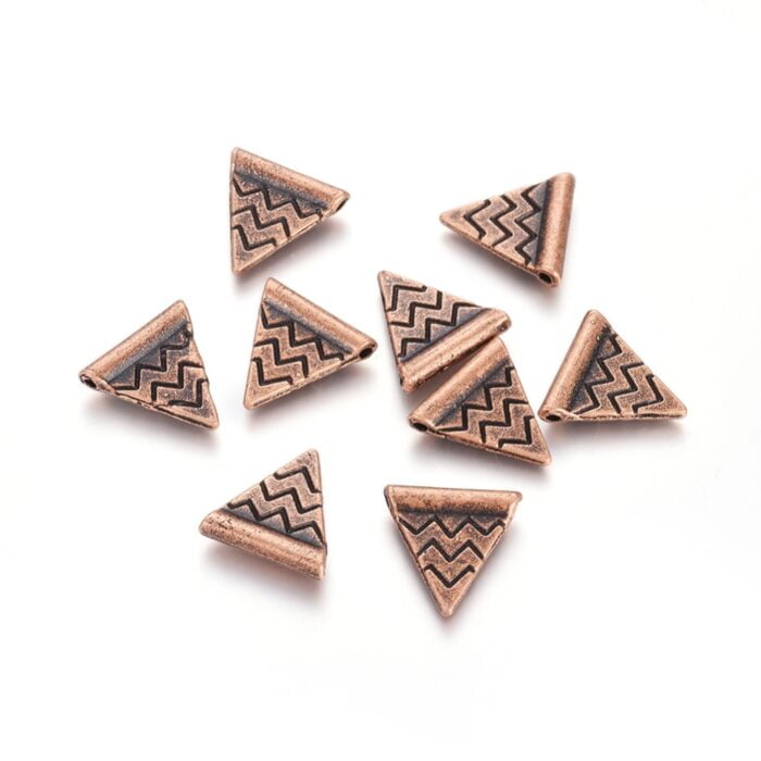 Red Copper Triangle Metal Beads