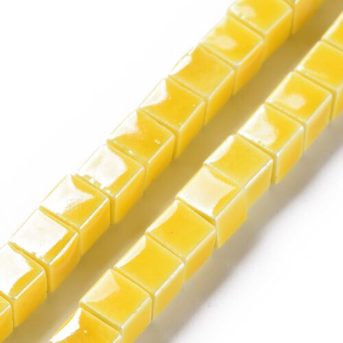 Yellow Porcelain Cube Beads