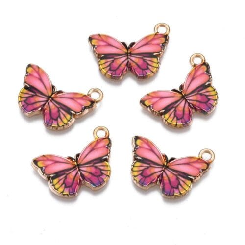 Butterfly Printed Enamel Alloy Pendant