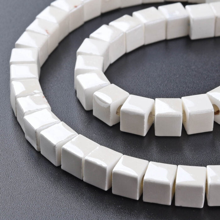 White Porcelain Cube Beads