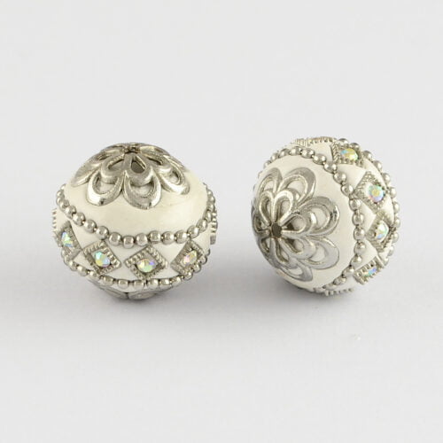 Rhinestone Silver Metallic Kashimir Bead