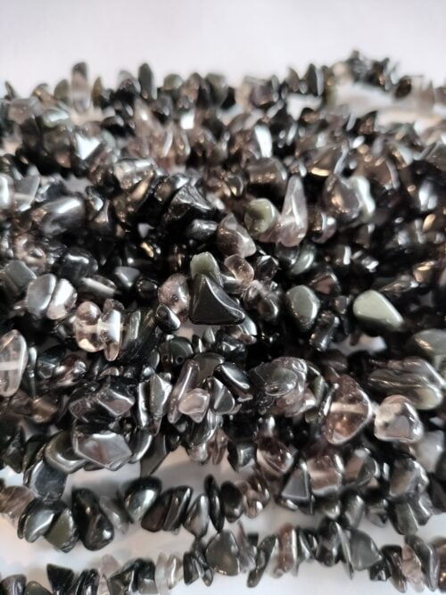 Black Agate Chip Stones Strand