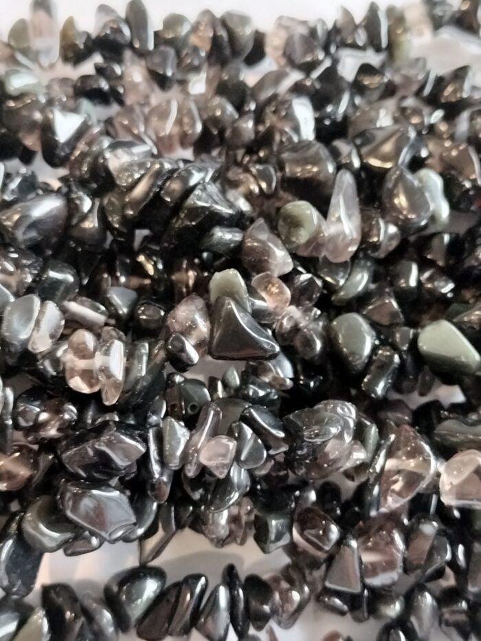 Black Agate Chip Stones Strand