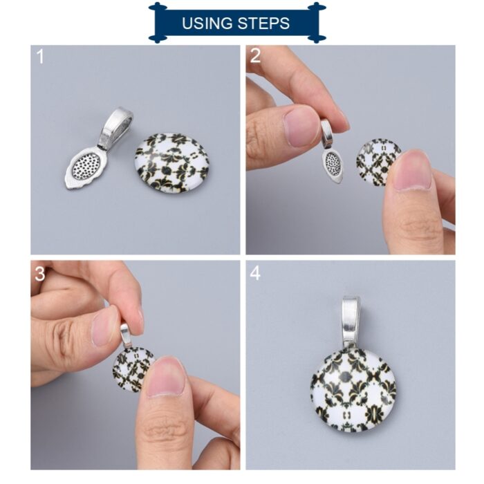 5 Silver High Quality Glue-On Flat Metal Bail - 21mm - Image 2