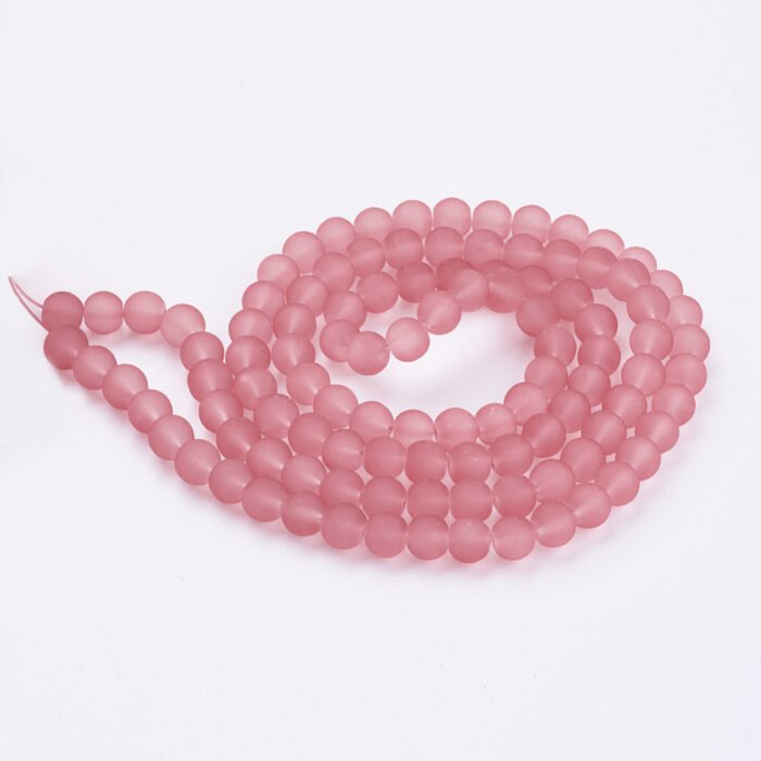 Salmon Round Matt Frosted Glass Beads