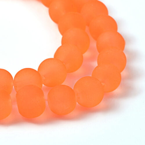 Orange Frosted Glass Beads