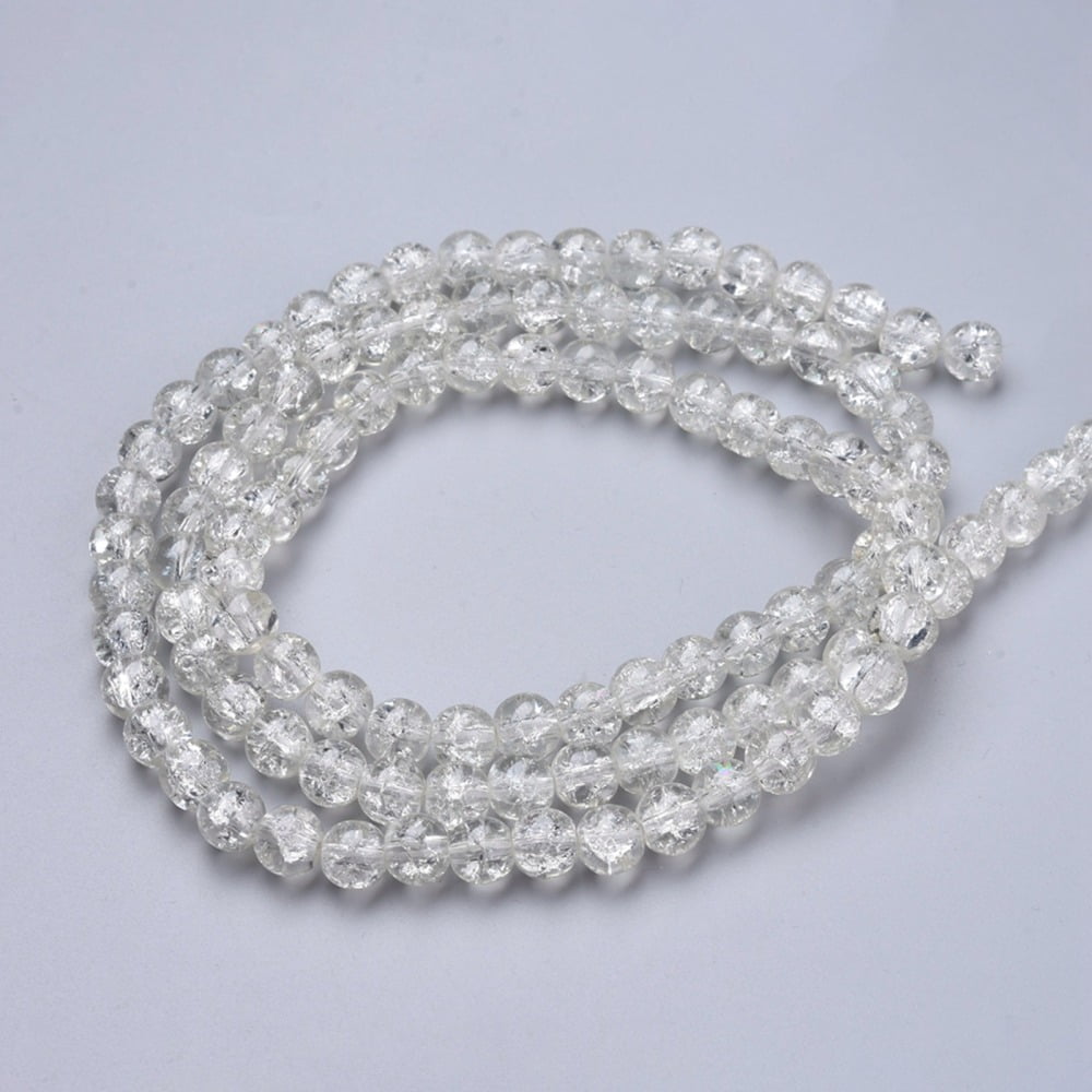 White Crackle Glass Beads