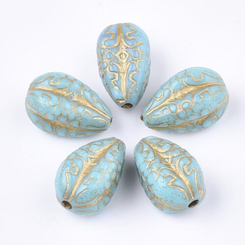 Turquoise Teardrop Acrylic Beads