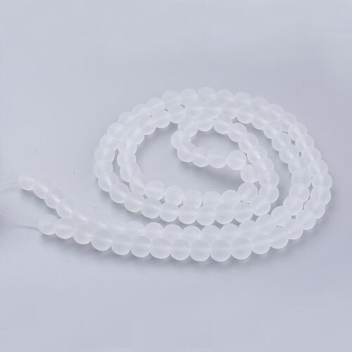 White Round Matt Frosted Glass Beads