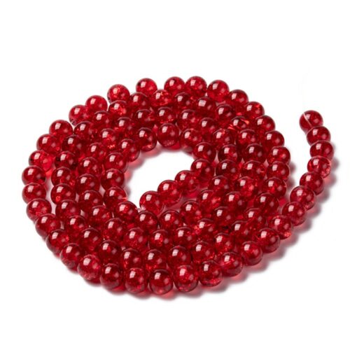 Red Crackle Glass Beads