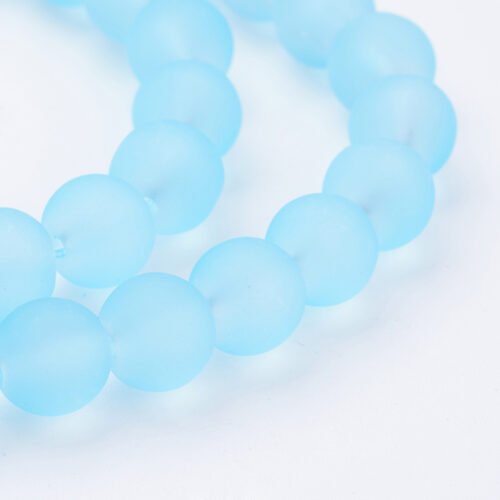 Light Turquoise Frosted Glass Beads