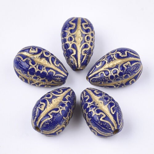 Dark Blue Oval Acrylic Beads