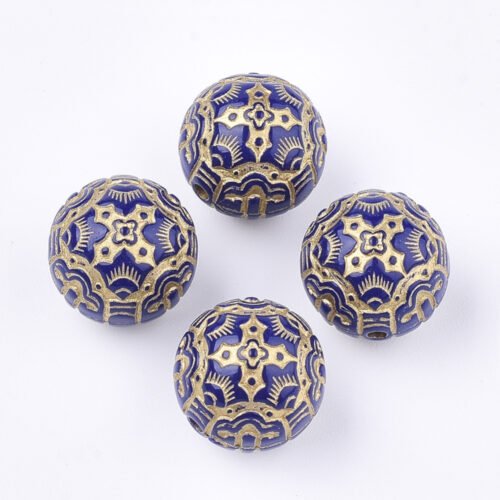 Navy Blue Round Acrylic Beads