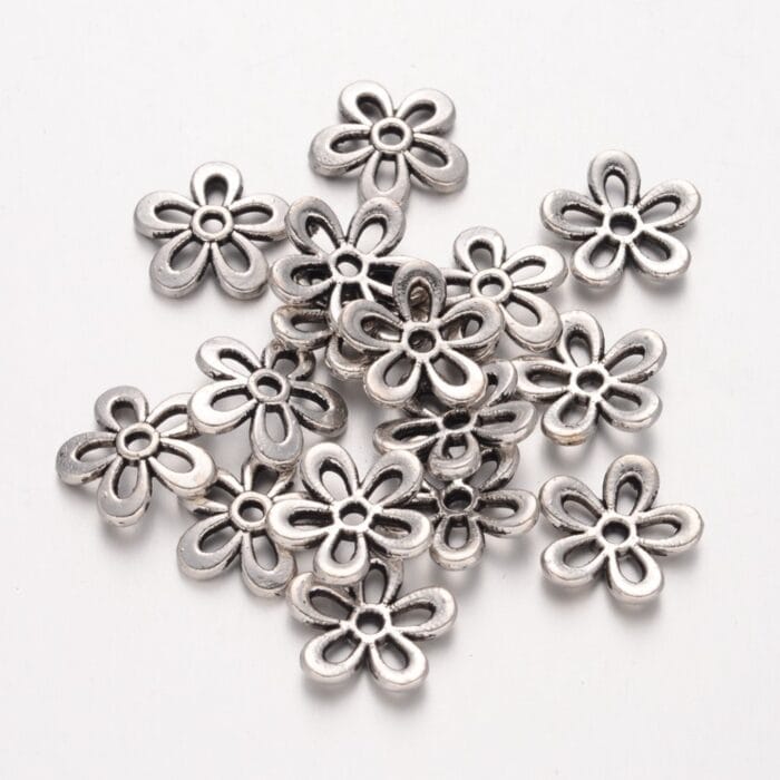 Silver Flower Mesh Cap Metal Bead