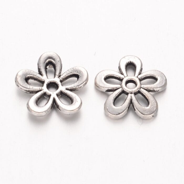 Silver Flower Mesh Cap Metal Bead