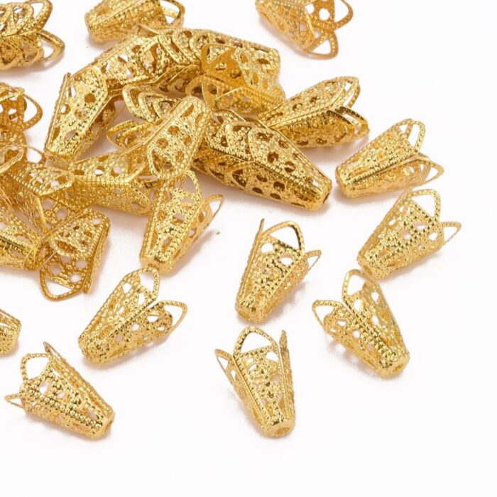 Gold Filegree Cone Metal Bead